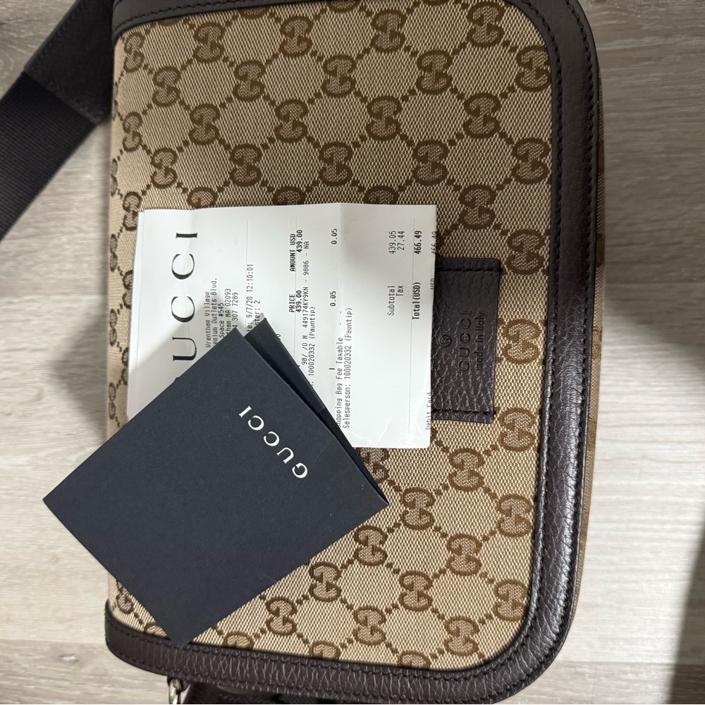 Gucci Tan and Brown Monogram Messenger Bag - Picture 6 of 10